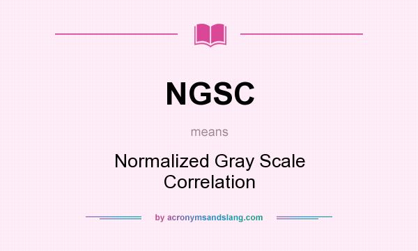 What does NGSC mean? It stands for Normalized Gray Scale Correlation