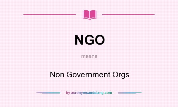 What does NGO mean? It stands for Non Government Orgs
