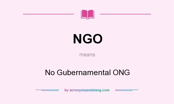 What does NGO mean? It stands for No Gubernamental ONG