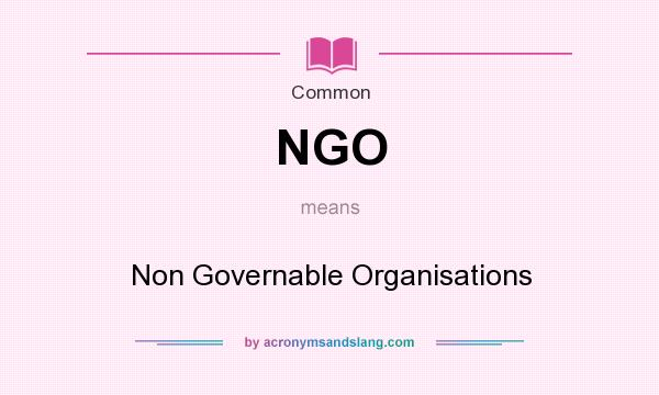 What does NGO mean? It stands for Non Governable Organisations