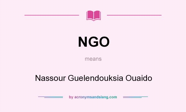 What does NGO mean? It stands for Nassour Guelendouksia Ouaido