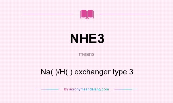 What does NHE3 mean? It stands for Na( )/H( ) exchanger type 3