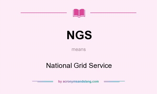 What does NGS mean? It stands for National Grid Service