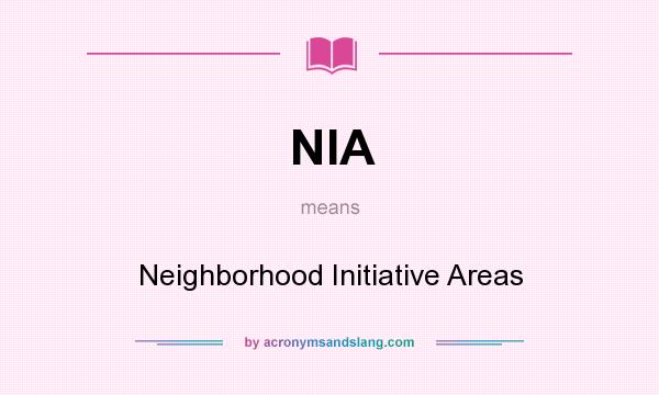 What does NIA mean? It stands for Neighborhood Initiative Areas