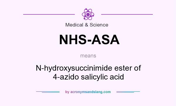 What does NHS-ASA mean? It stands for N-hydroxysuccinimide ester of 4-azido salicylic acid