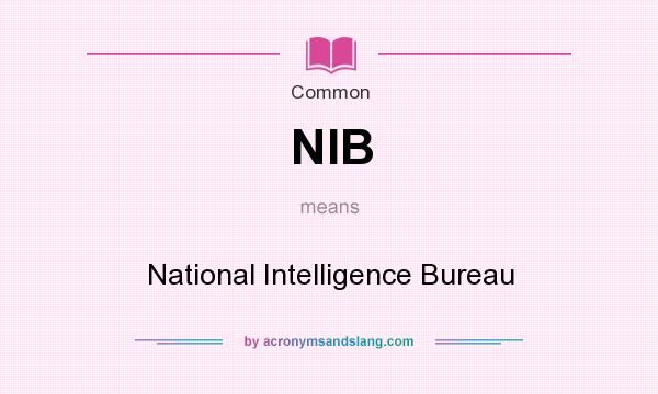 What does NIB mean? It stands for National Intelligence Bureau
