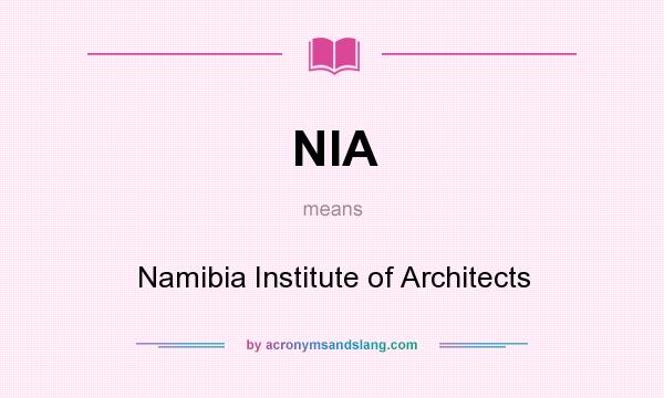 What does NIA mean? It stands for Namibia Institute of Architects