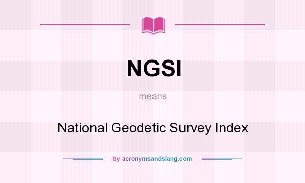 What does NGSI mean? It stands for National Geodetic Survey Index