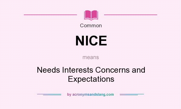 What does NICE mean? It stands for Needs Interests Concerns and Expectations