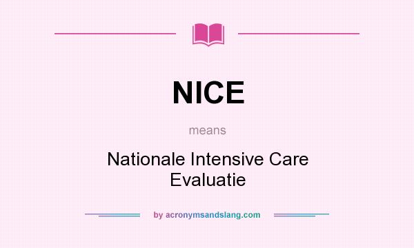 What does NICE mean? It stands for Nationale Intensive Care Evaluatie