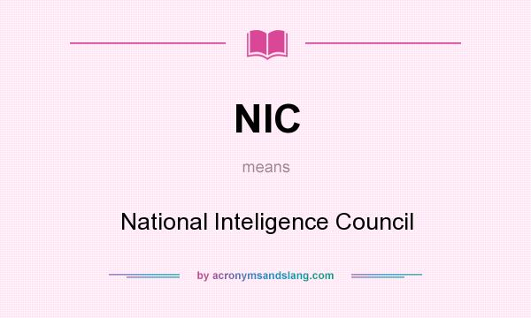 What does NIC mean? It stands for National Inteligence Council