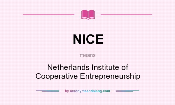 What does NICE mean? It stands for Netherlands Institute of Cooperative Entrepreneurship
