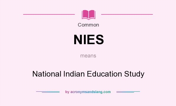 What does NIES mean? It stands for National Indian Education Study