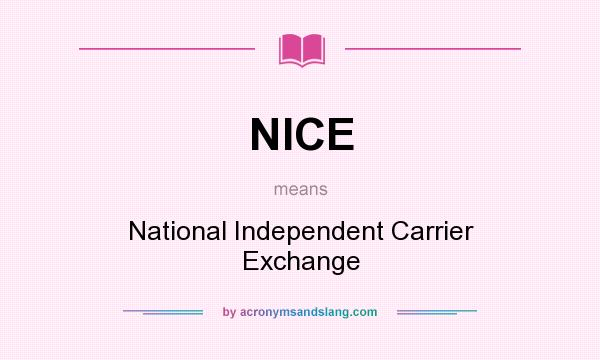 What does NICE mean? It stands for National Independent Carrier Exchange