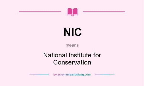 What does NIC mean? It stands for National Institute for Conservation