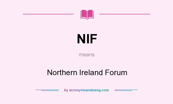 What does NIF mean? It stands for Northern Ireland Forum