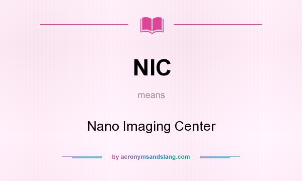 What does NIC mean? It stands for Nano Imaging Center