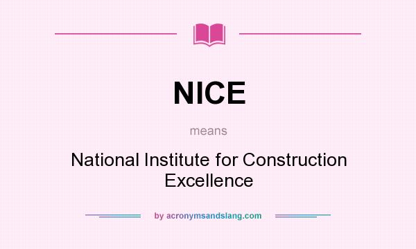 What does NICE mean? It stands for National Institute for Construction Excellence