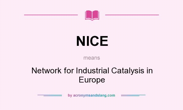 What does NICE mean? It stands for Network for Industrial Catalysis in Europe