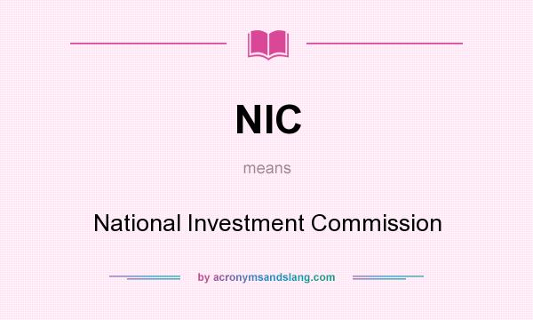 What does NIC mean? It stands for National Investment Commission