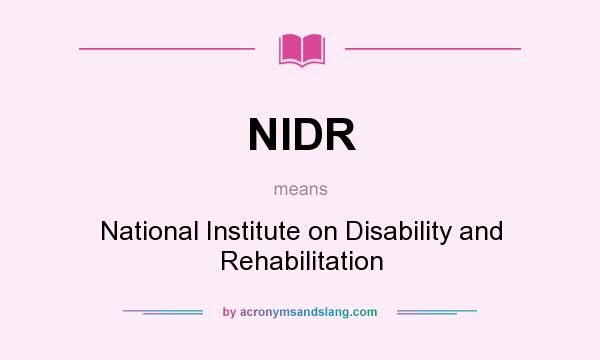 What does NIDR mean? It stands for National Institute on Disability and Rehabilitation