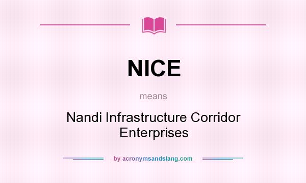 What does NICE mean? It stands for Nandi Infrastructure Corridor Enterprises