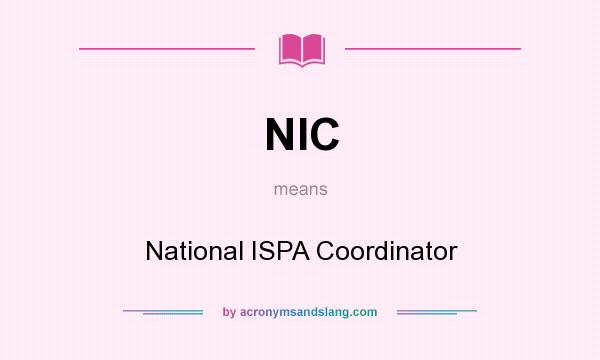 What does NIC mean? It stands for National ISPA Coordinator