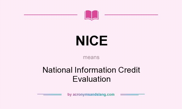 What does NICE mean? It stands for National Information Credit Evaluation