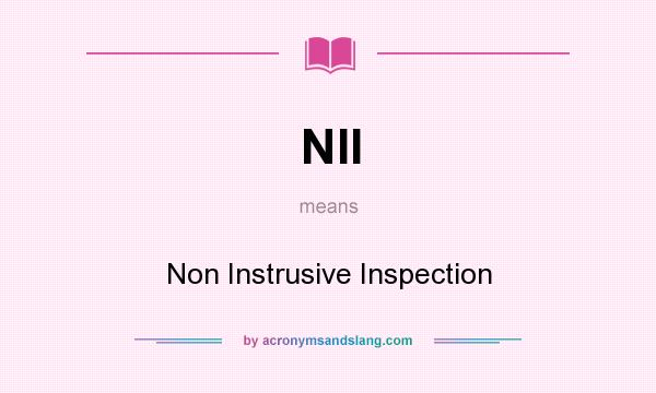 What does NII mean? It stands for Non Instrusive Inspection