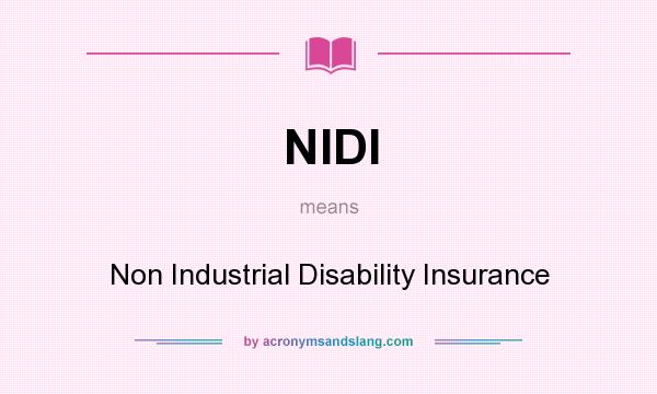 What does NIDI mean? It stands for Non Industrial Disability Insurance
