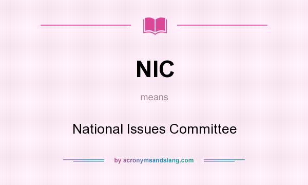 What does NIC mean? It stands for National Issues Committee