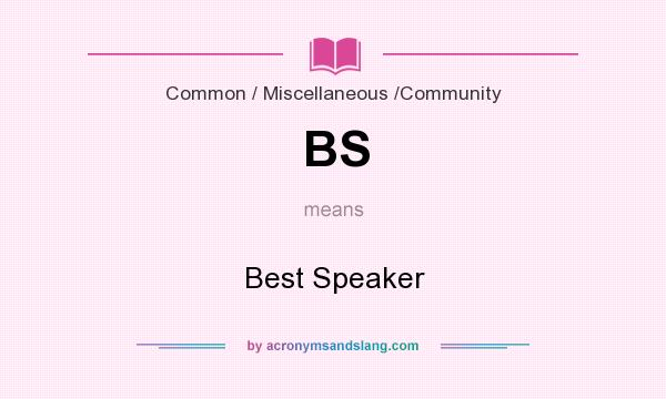 What does BS mean? It stands for Best Speaker