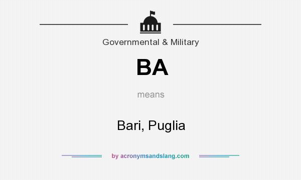 What does BA mean? It stands for Bari, Puglia