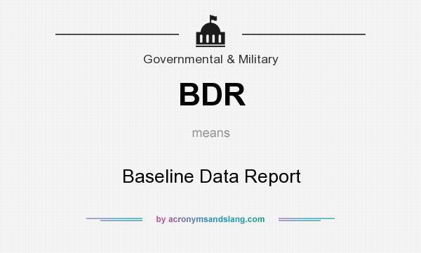 What does BDR mean? It stands for Baseline Data Report
