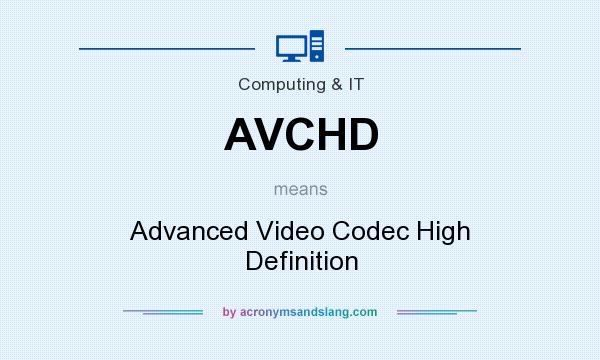 What does AVCHD mean? It stands for Advanced Video Codec High Definition