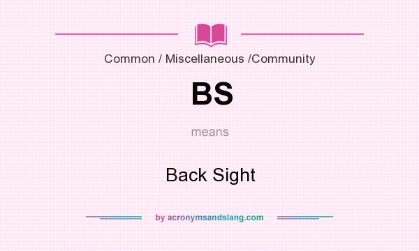 What does BS mean? It stands for Back Sight