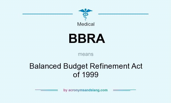 What does BBRA mean? It stands for Balanced Budget Refinement Act of 1999