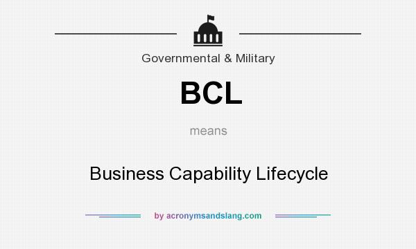What does BCL mean? It stands for Business Capability Lifecycle