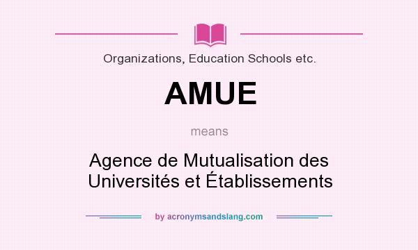 What does AMUE mean? It stands for Agence de Mutualisation des Universités et Établissements