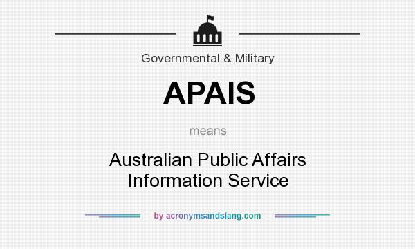 What does APAIS mean? It stands for Australian Public Affairs Information Service