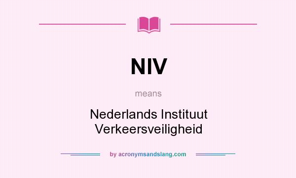 What does NIV mean? It stands for Nederlands Instituut Verkeersveiligheid