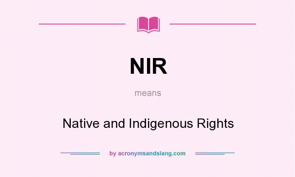 What does NIR mean? It stands for Native and Indigenous Rights