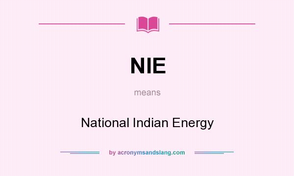 What does NIE mean? It stands for National Indian Energy
