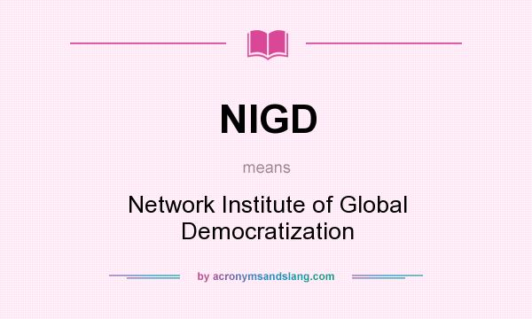 What does NIGD mean? It stands for Network Institute of Global Democratization