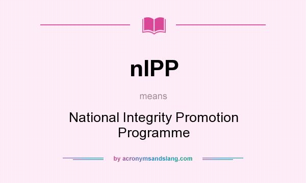 What does nIPP mean? It stands for National Integrity Promotion Programme