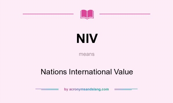 What does NIV mean? It stands for Nations International Value