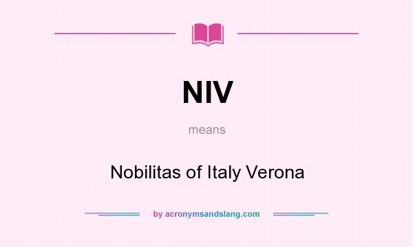 What does NIV mean? It stands for Nobilitas of Italy Verona