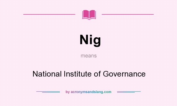 What does Nig mean? It stands for National Institute of Governance