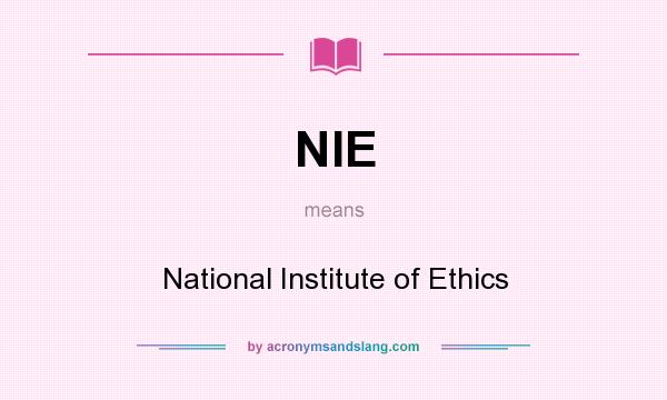 What does NIE mean? It stands for National Institute of Ethics