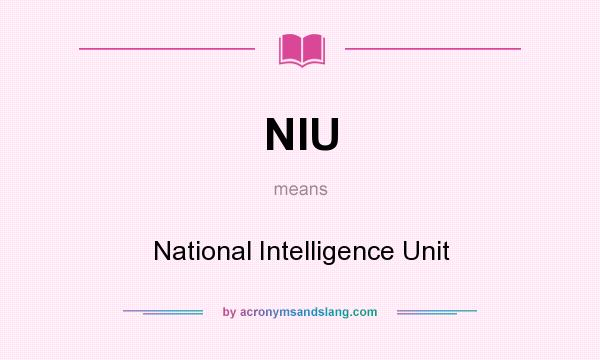 What does NIU mean? It stands for National Intelligence Unit